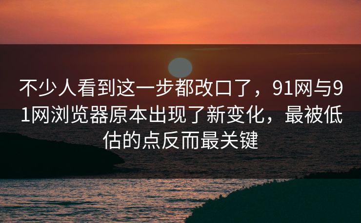 不少人看到这一步都改口了，91网与91网浏览器原本出现了新变化，最被低估的点反而最关键