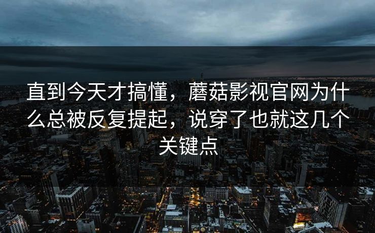 直到今天才搞懂，蘑菇影视官网为什么总被反复提起，说穿了也就这几个关键点