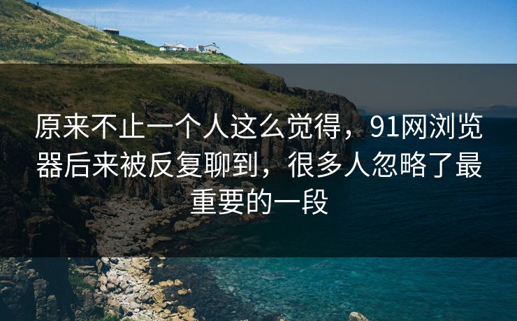 原来不止一个人这么觉得，91网浏览器后来被反复聊到，很多人忽略了最重要的一段