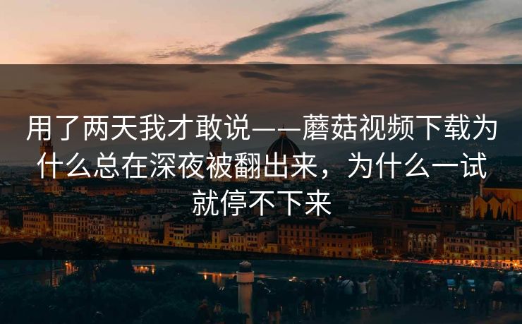 用了两天我才敢说——蘑菇视频下载为什么总在深夜被翻出来，为什么一试就停不下来