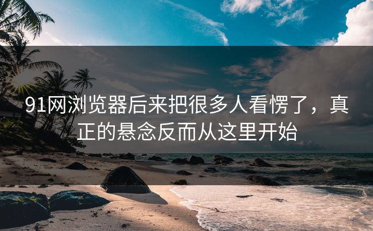 91网浏览器后来把很多人看愣了，真正的悬念反而从这里开始