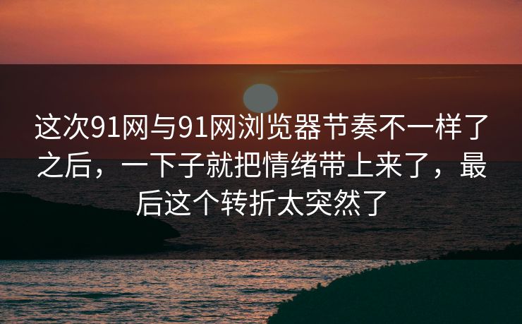 这次91网与91网浏览器节奏不一样了之后，一下子就把情绪带上来了，最后这个转折太突然了
