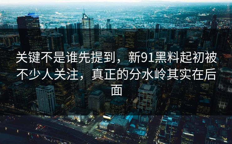 关键不是谁先提到，新91黑料起初被不少人关注，真正的分水岭其实在后面