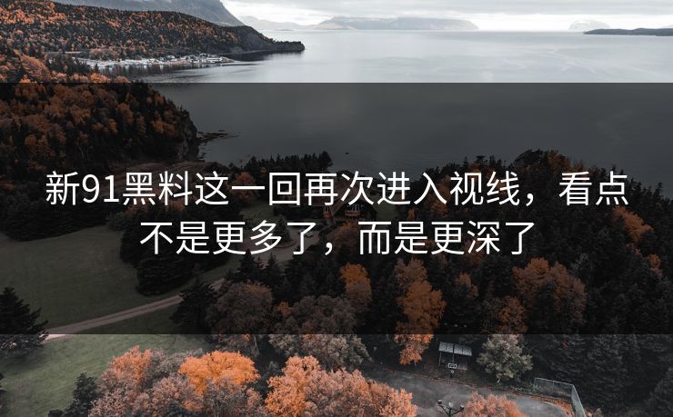 新91黑料这一回再次进入视线，看点不是更多了，而是更深了