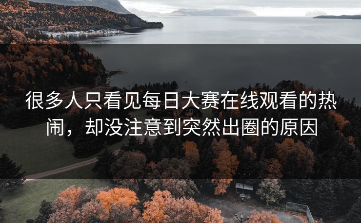 很多人只看见每日大赛在线观看的热闹，却没注意到突然出圈的原因
