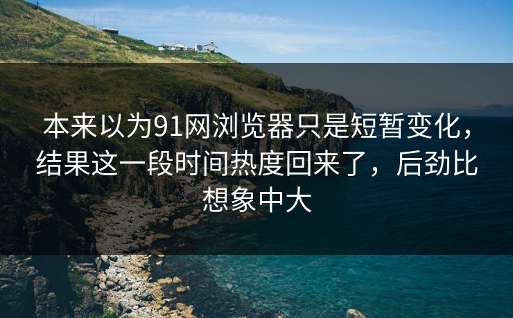 本来以为91网浏览器只是短暂变化，结果这一段时间热度回来了，后劲比想象中大