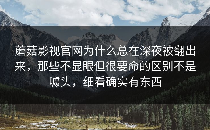 蘑菇影视官网为什么总在深夜被翻出来，那些不显眼但很要命的区别不是噱头，细看确实有东西