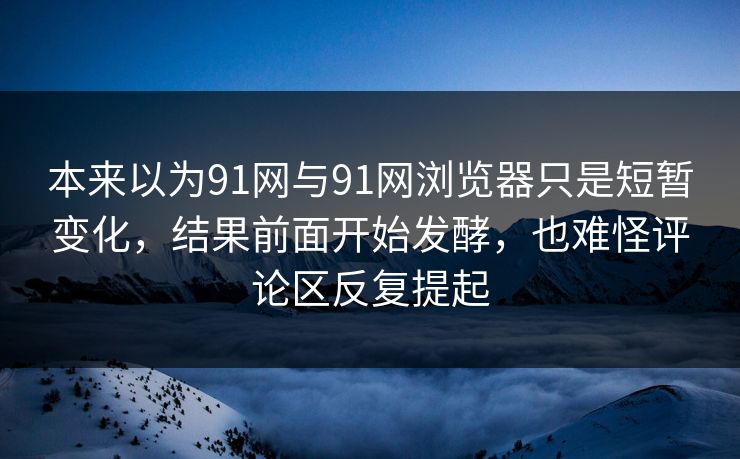 本来以为91网与91网浏览器只是短暂变化，结果前面开始发酵，也难怪评论区反复提起