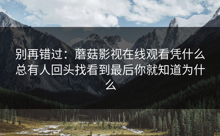 别再错过：蘑菇影视在线观看凭什么总有人回头找看到最后你就知道为什么