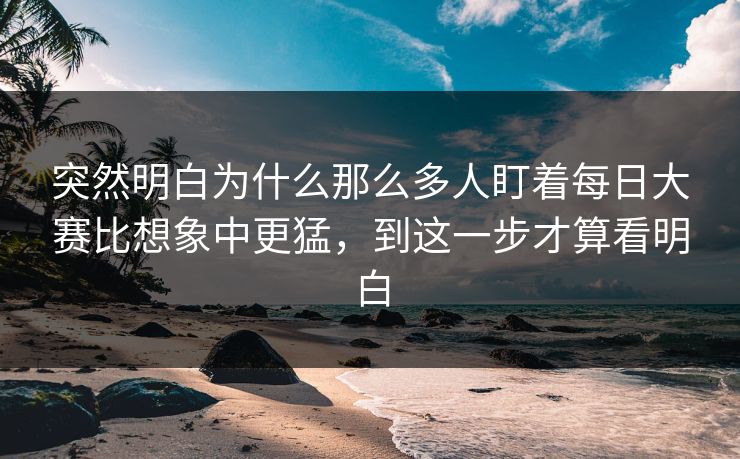 突然明白为什么那么多人盯着每日大赛比想象中更猛，到这一步才算看明白