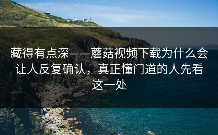 藏得有点深——蘑菇视频下载为什么会让人反复确认，真正懂门道的人先看这一处